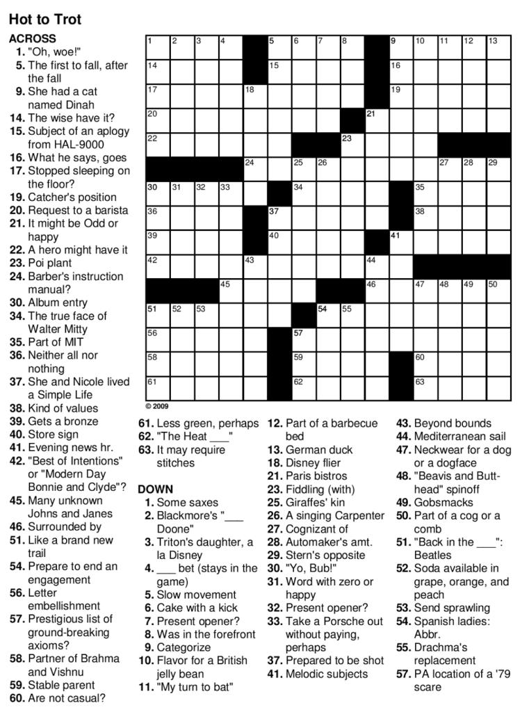 Easy Crossword Puzzles For Seniors Activity Shelter - Wall Or Easy Crossword